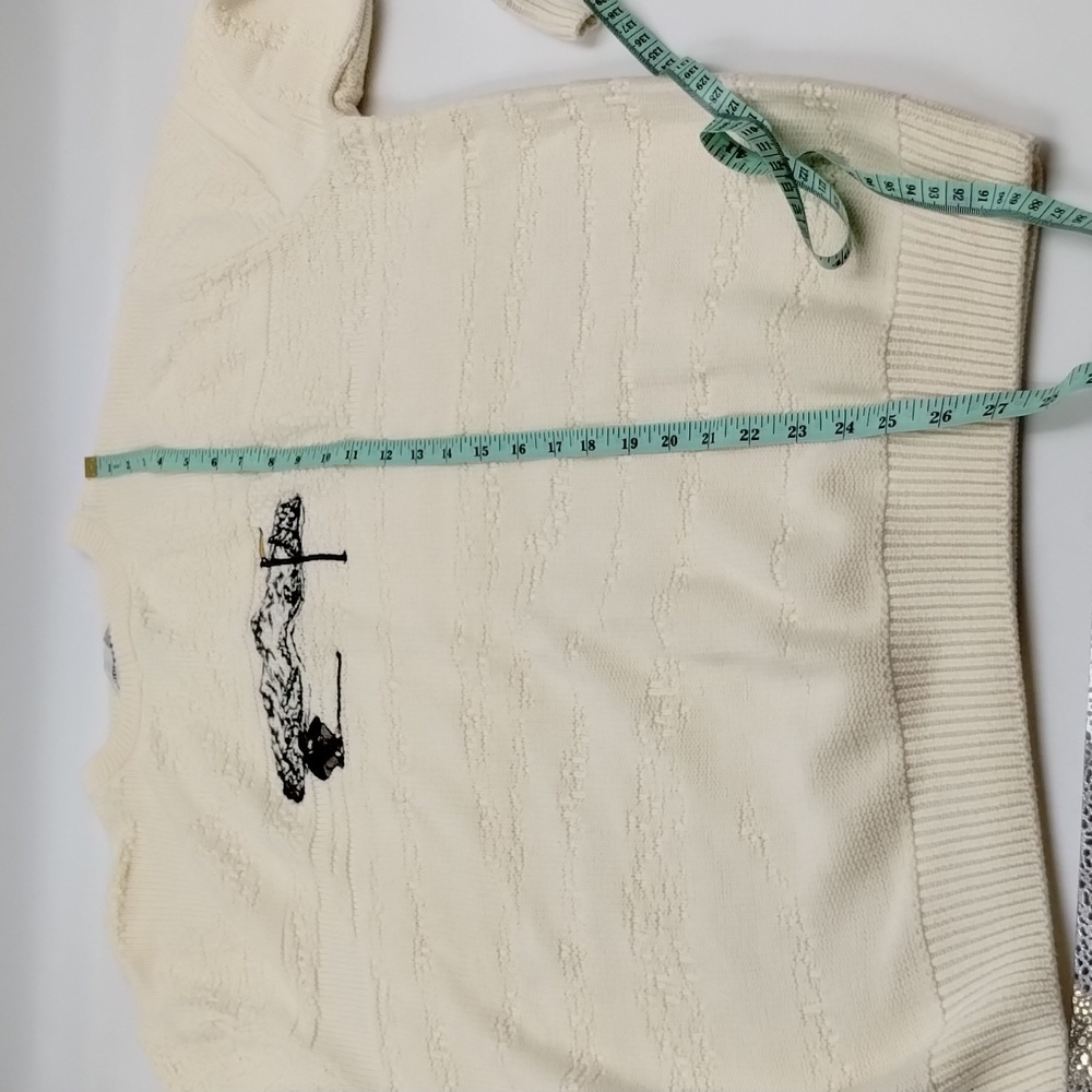 Cypress links golf sweater men's size medium cream golf logo 100% cotton - Picture 7 of 7